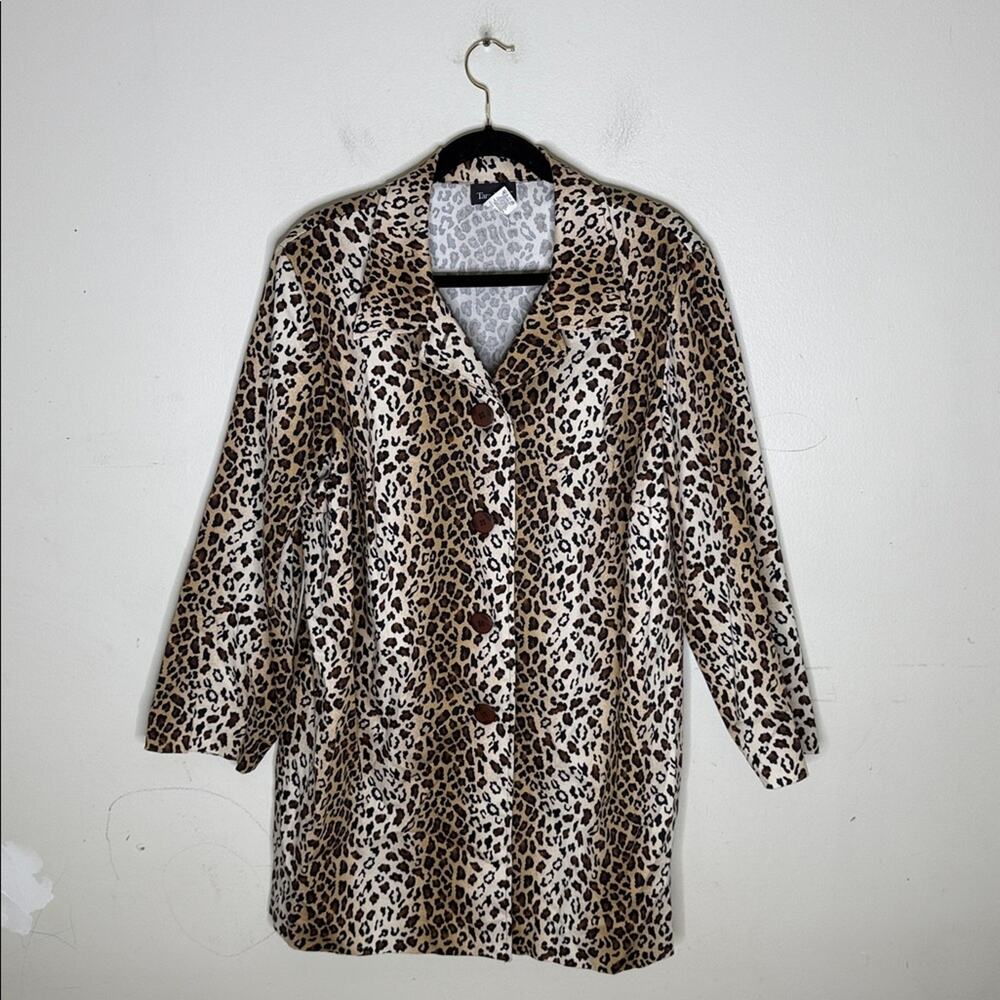 Tara Jones Leopard Print Button Front Lightweight Blazer / Coat Size 2X